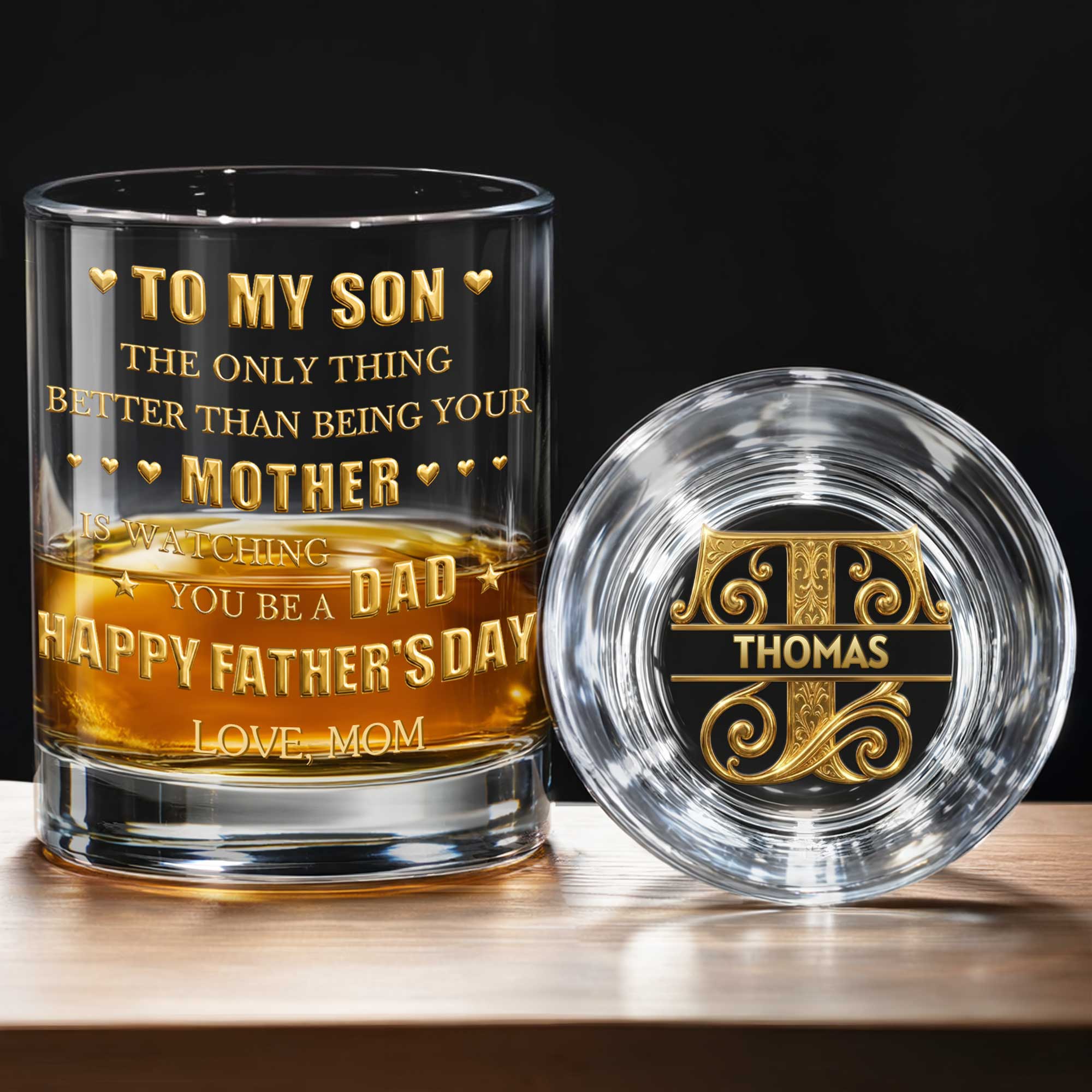 Personalized Whiskey Glass Custom Monogram Gift for Son Whiskey Glass GradoCreations