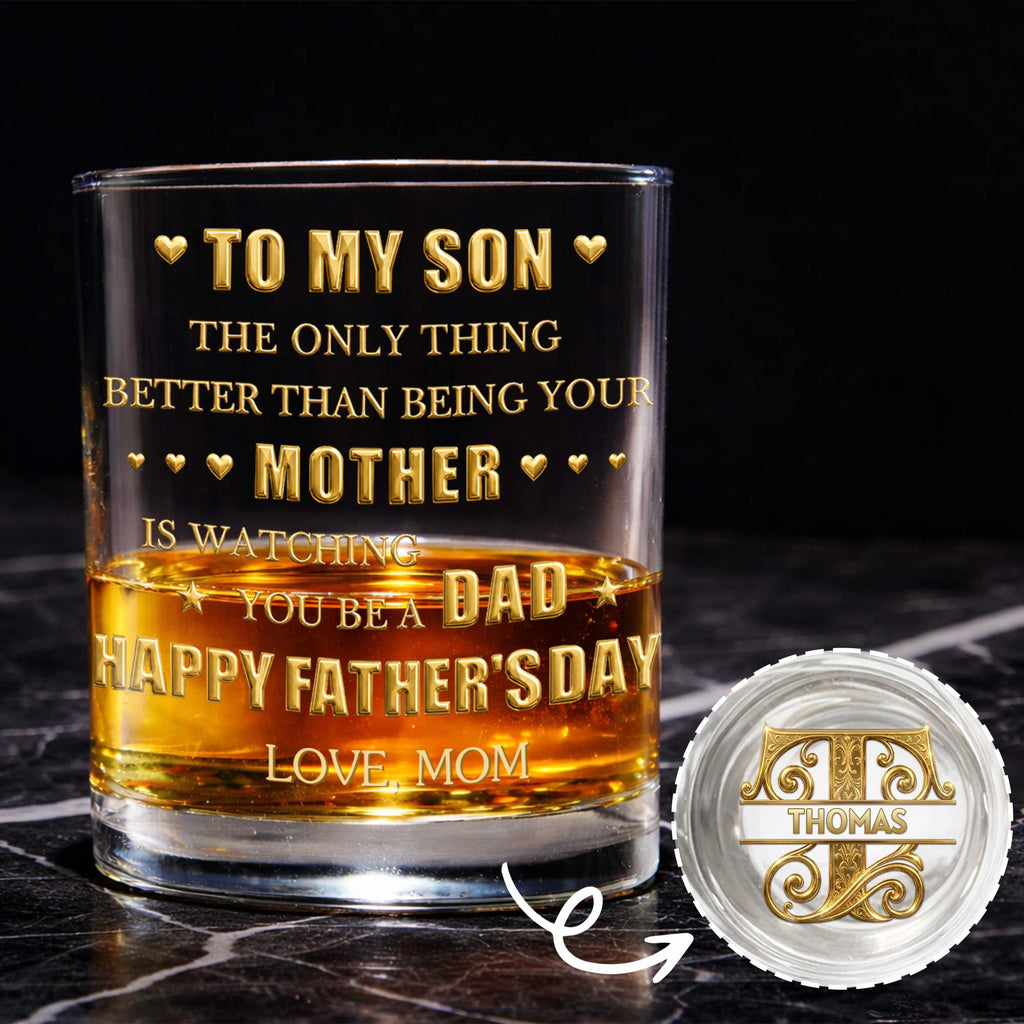 Personalized Whiskey Glass Custom Monogram Gift for Son Whiskey Glass GradoCreations