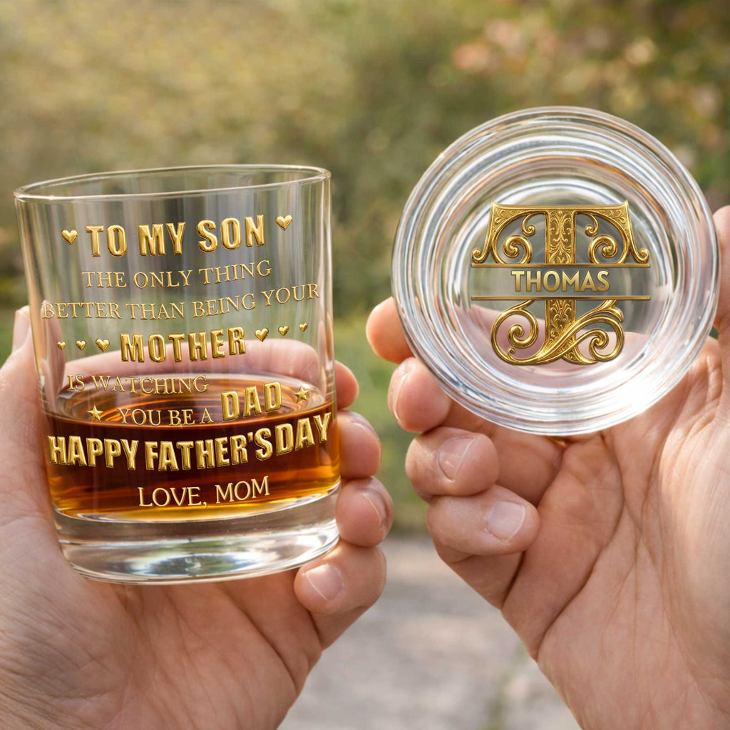 Personalized Whiskey Glass Custom Monogram Gift for Son Whiskey Glass GradoCreations