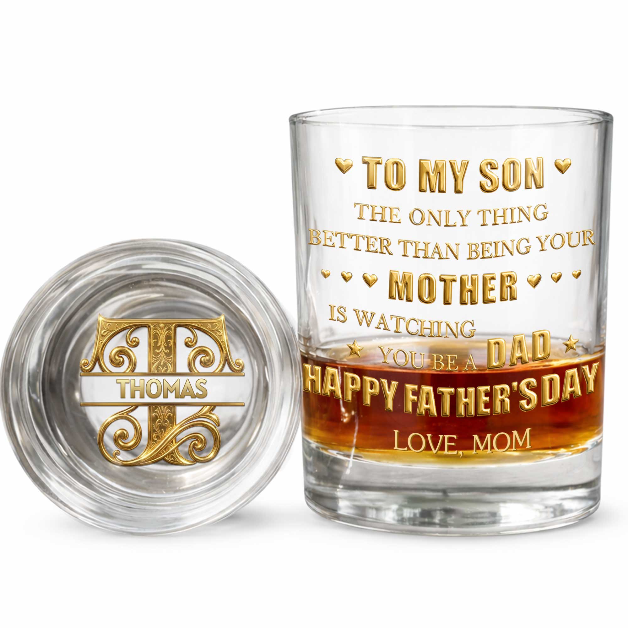 Personalized Whiskey Glass Custom Monogram Gift for Son Whiskey Glass GradoCreations