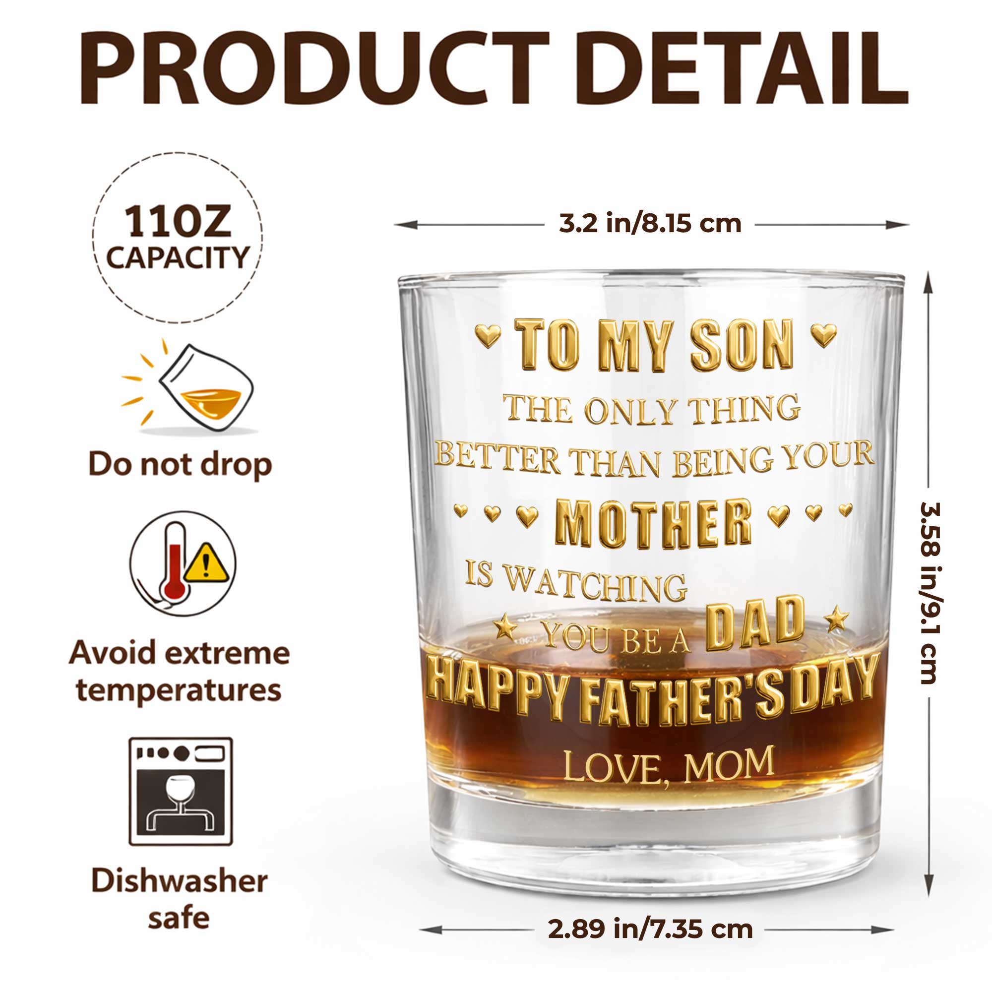 Personalized Whiskey Glass Custom Monogram Gift for Son Whiskey Glass GradoCreations
