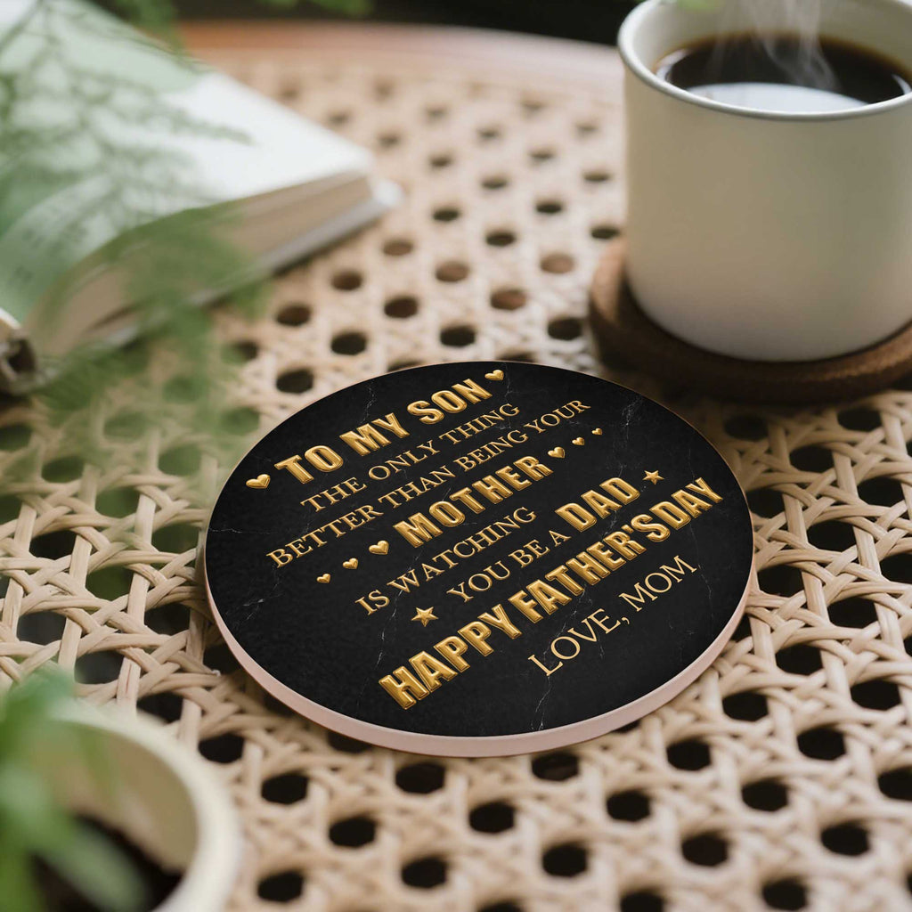 Personalized Ceramic Coaster Custom Message Gift for Dad Ceramic Coaster GradoCreations