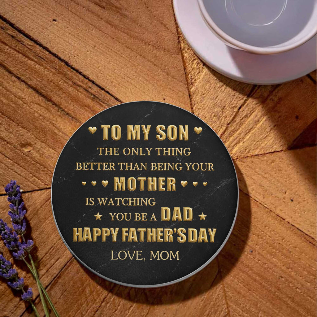 Personalized Ceramic Coaster Custom Message Gift for Dad Ceramic Coaster GradoCreations