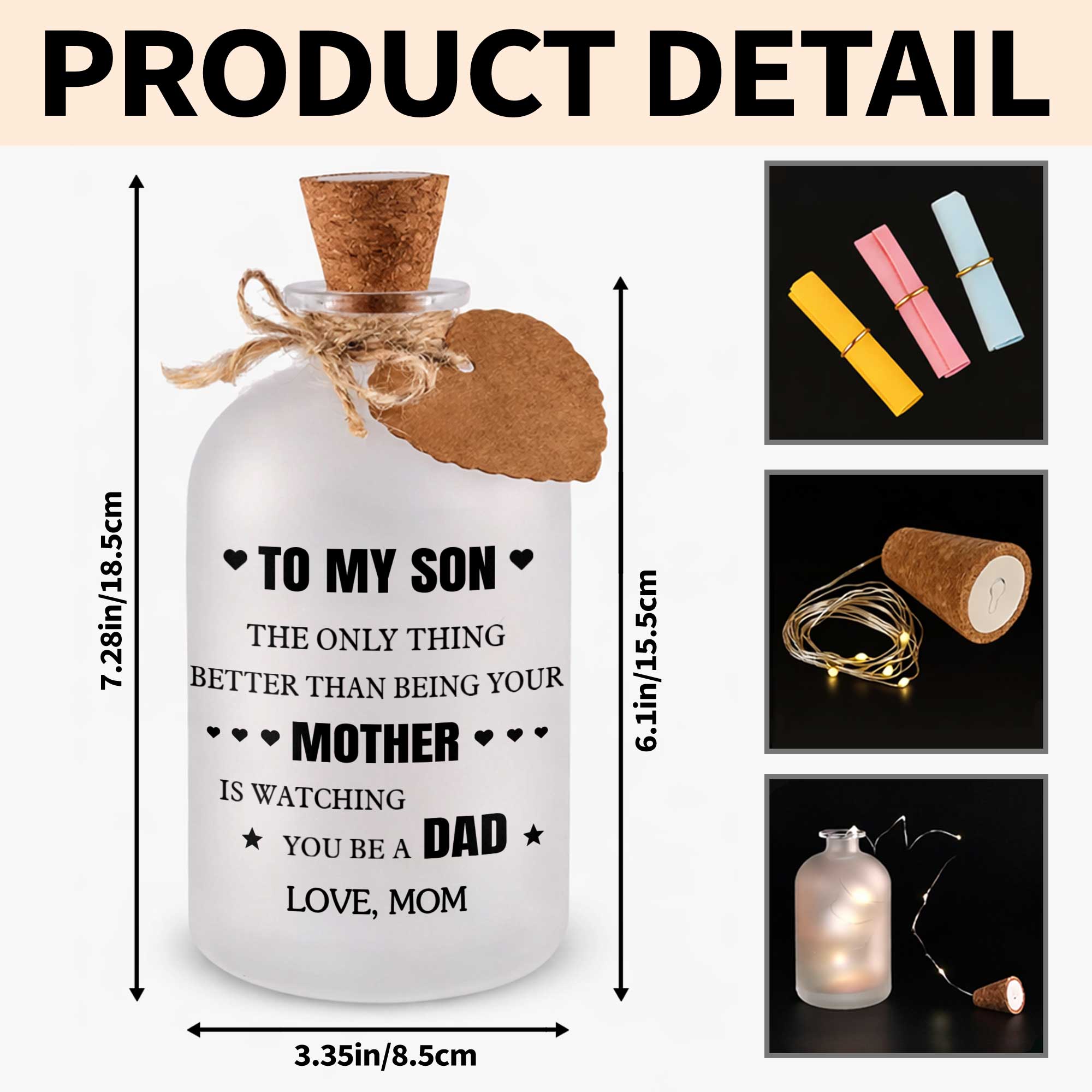 Personalized Short Bottle Light Custom Gift for Son Short Bottle Light GradoCreations