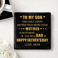 Personalized Ceramic Coaster Custom Message Gift for Son Square Ceramic Coaster GradoCreations