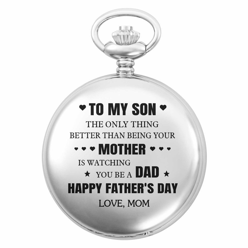 Personalized Silver Pocket Watch Heart & Stars Gift for Son Pocket Watch GradoCreations