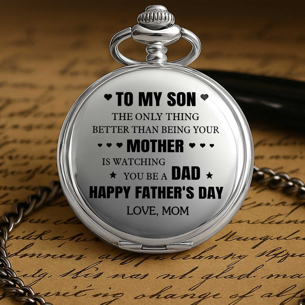 Personalized Silver Pocket Watch Heart & Stars Gift for Son Pocket Watch GradoCreations