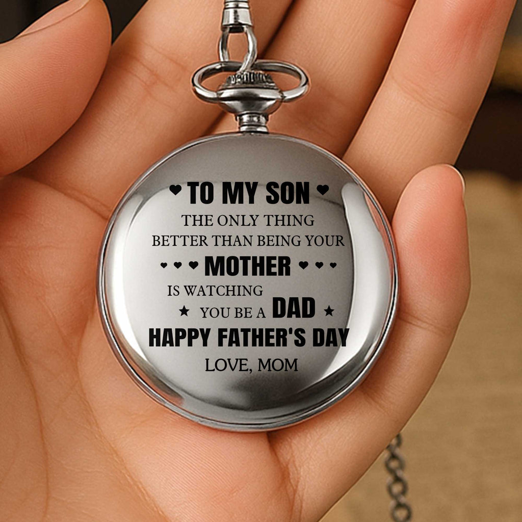 Personalized Silver Pocket Watch Heart & Stars Gift for Son Pocket Watch GradoCreations