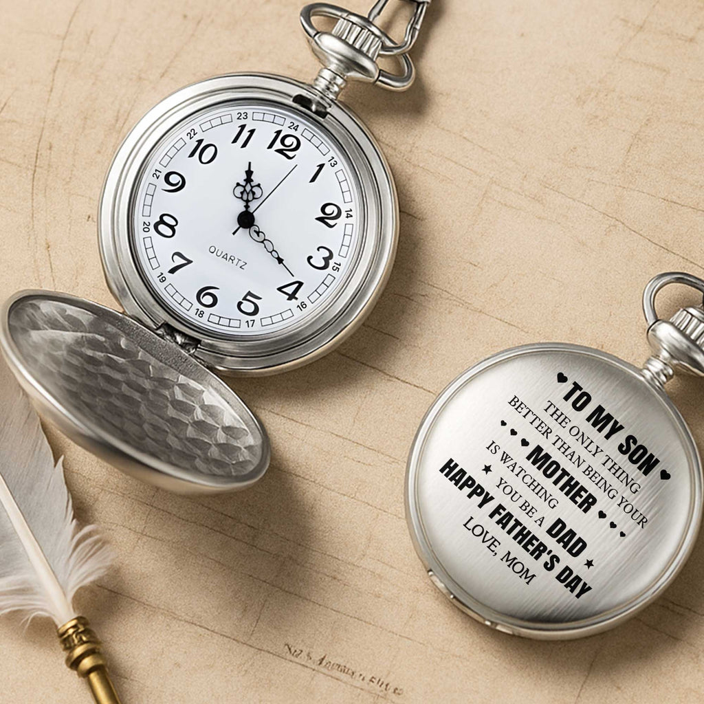 Personalized Silver Pocket Watch Heart & Stars Gift for Son Pocket Watch GradoCreations