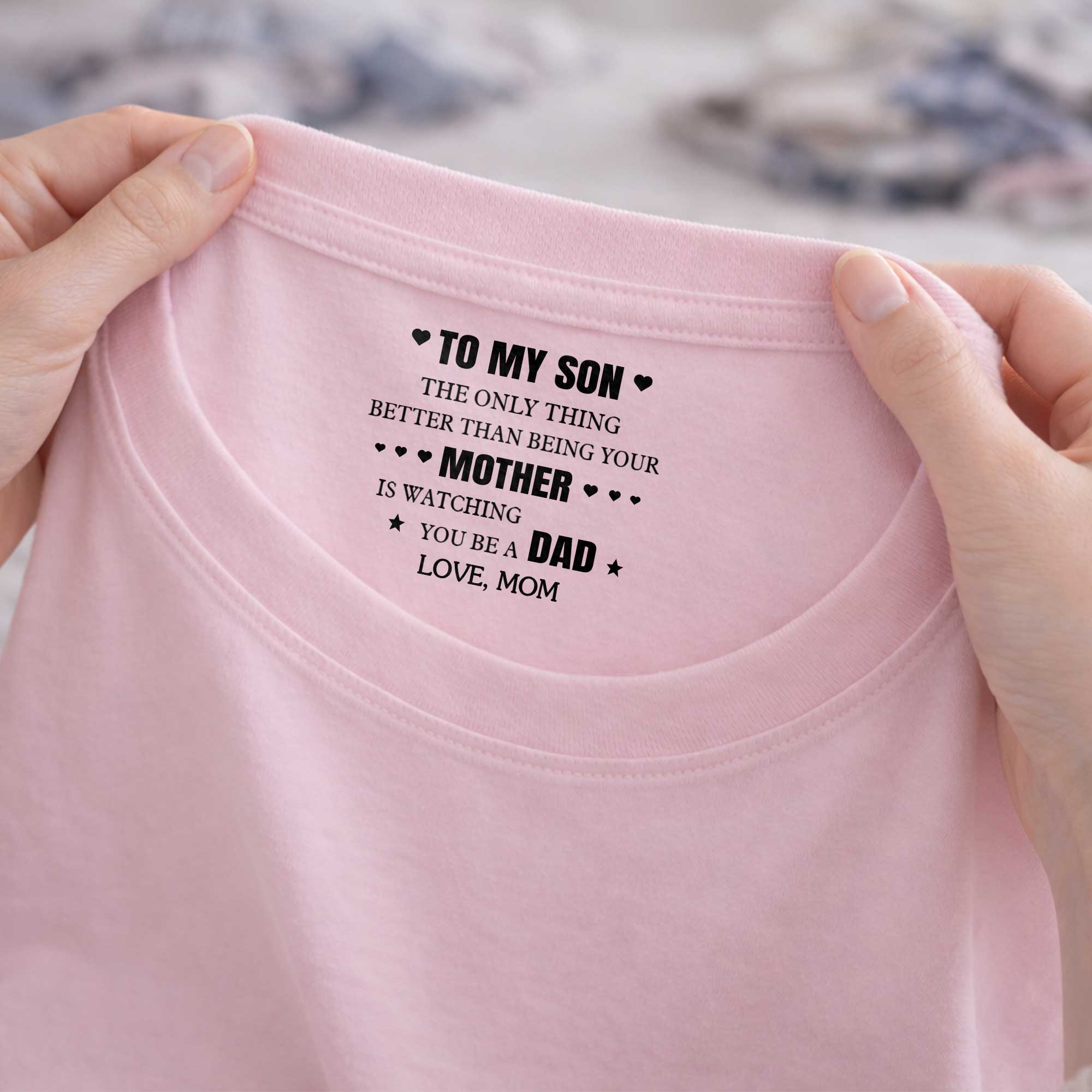 Personalized T-Shirt Custom Inside Neck Print Gift for Son Basic Shirt, Print inside back collar GradoCreations