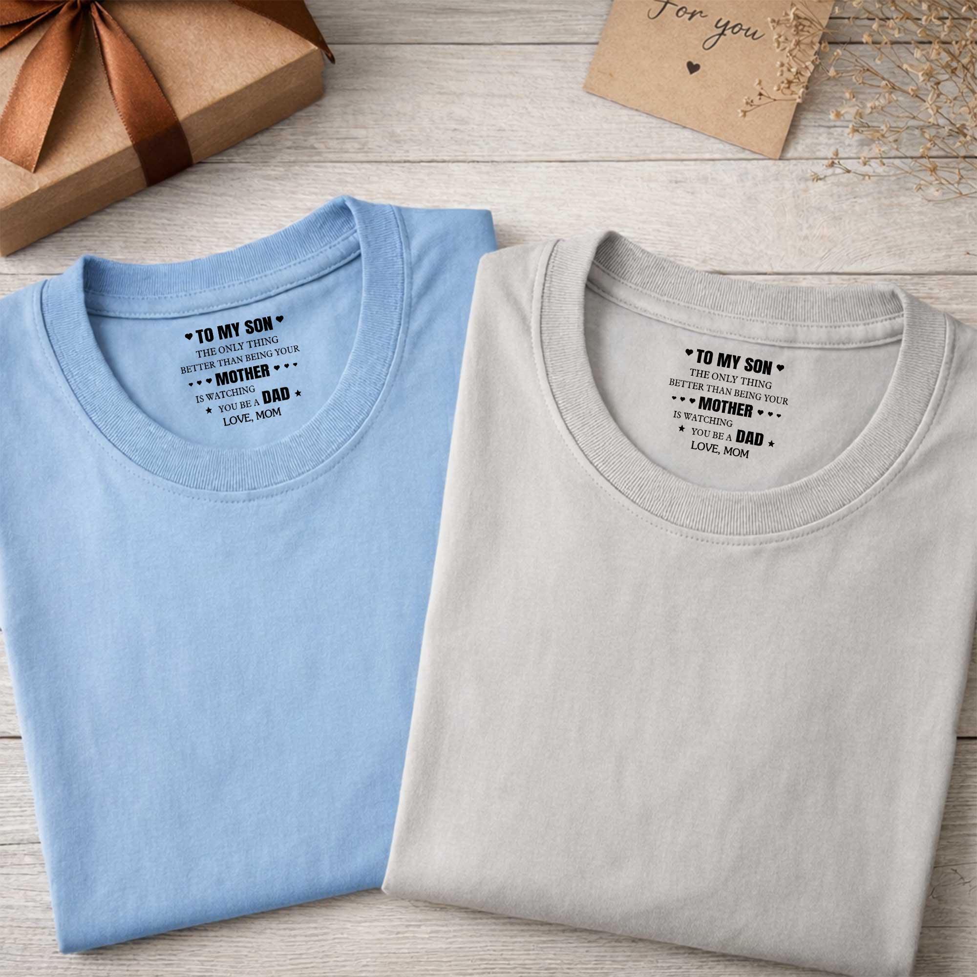 Personalized T-Shirt Custom Inside Neck Print Gift for Son Basic Shirt, Print inside back collar GradoCreations