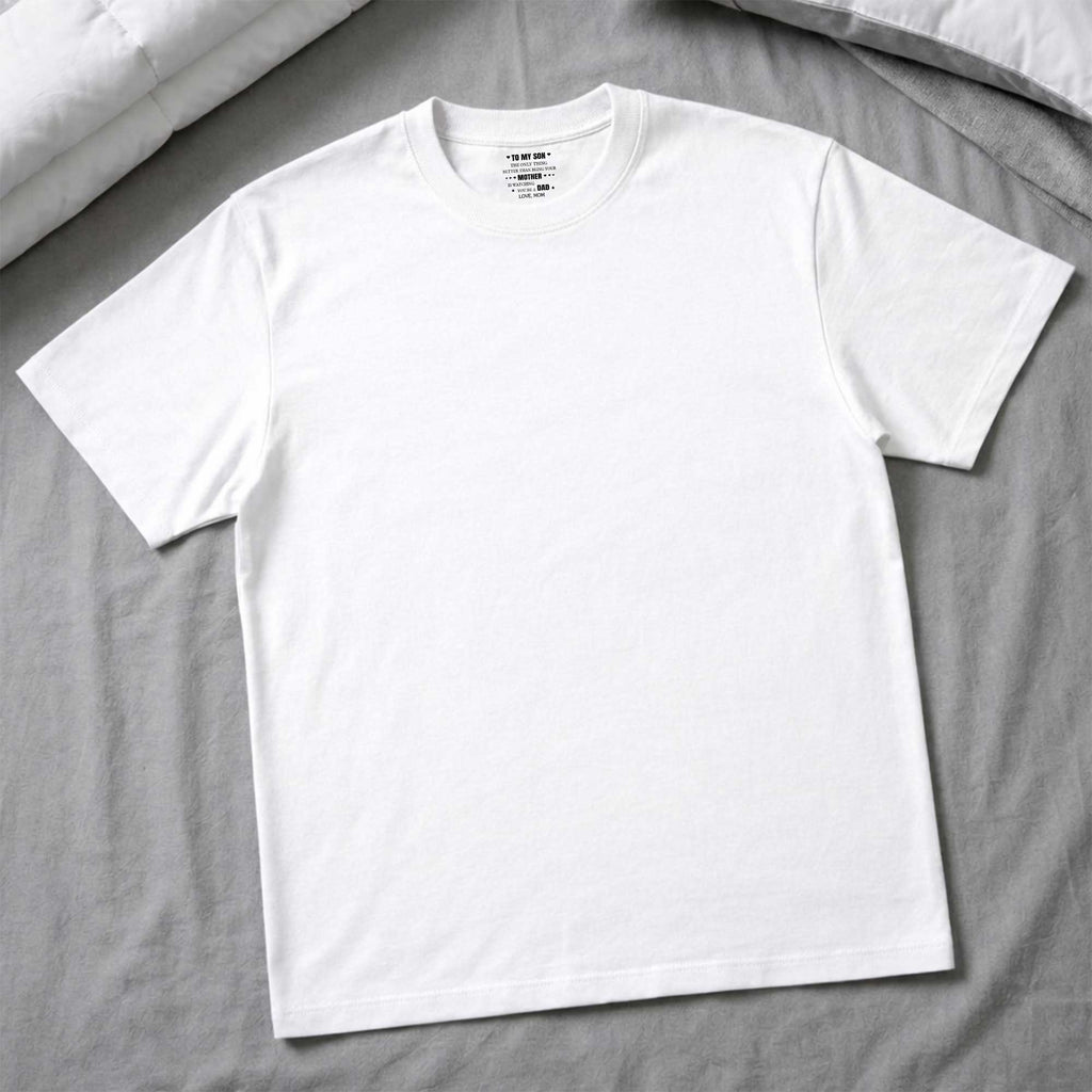 Personalized T-Shirt Custom Inside Neck Print Gift for Son Basic Shirt, Print inside back collar GradoCreations