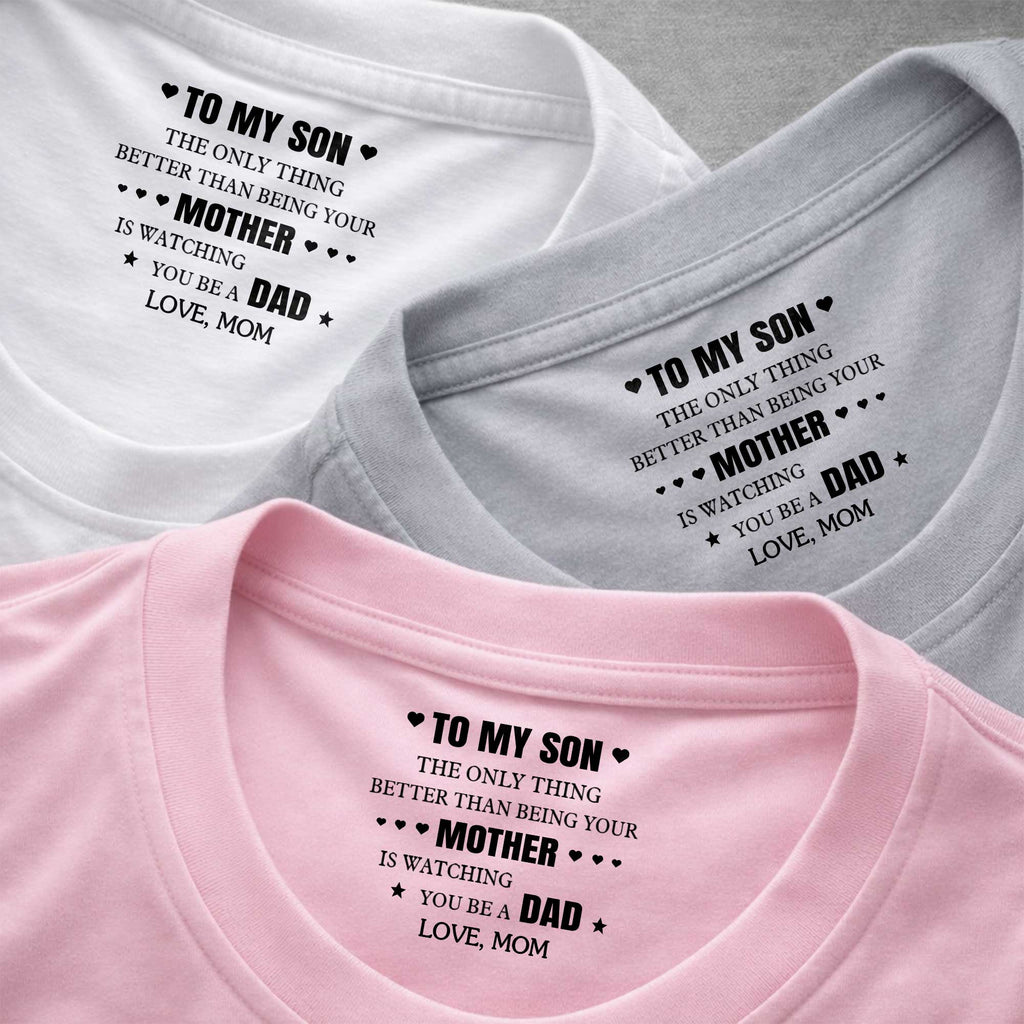 Personalized T-Shirt Custom Inside Neck Print Gift for Son Basic Shirt, Print inside back collar GradoCreations