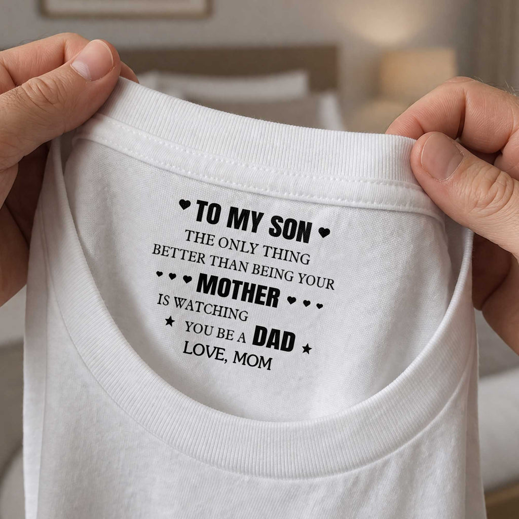 Personalized T-Shirt Custom Inside Neck Print Gift for Son Basic Shirt, Print inside back collar GradoCreations