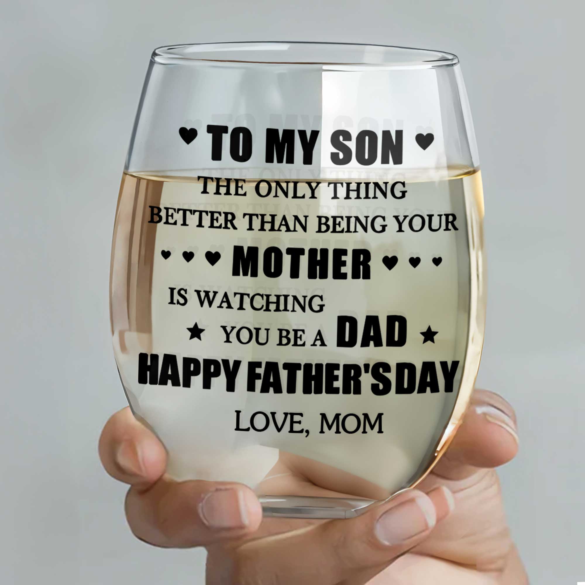Personalized Stemless Wine Glass Custom Name Gift for Dad Wine Glasses GradoCreations