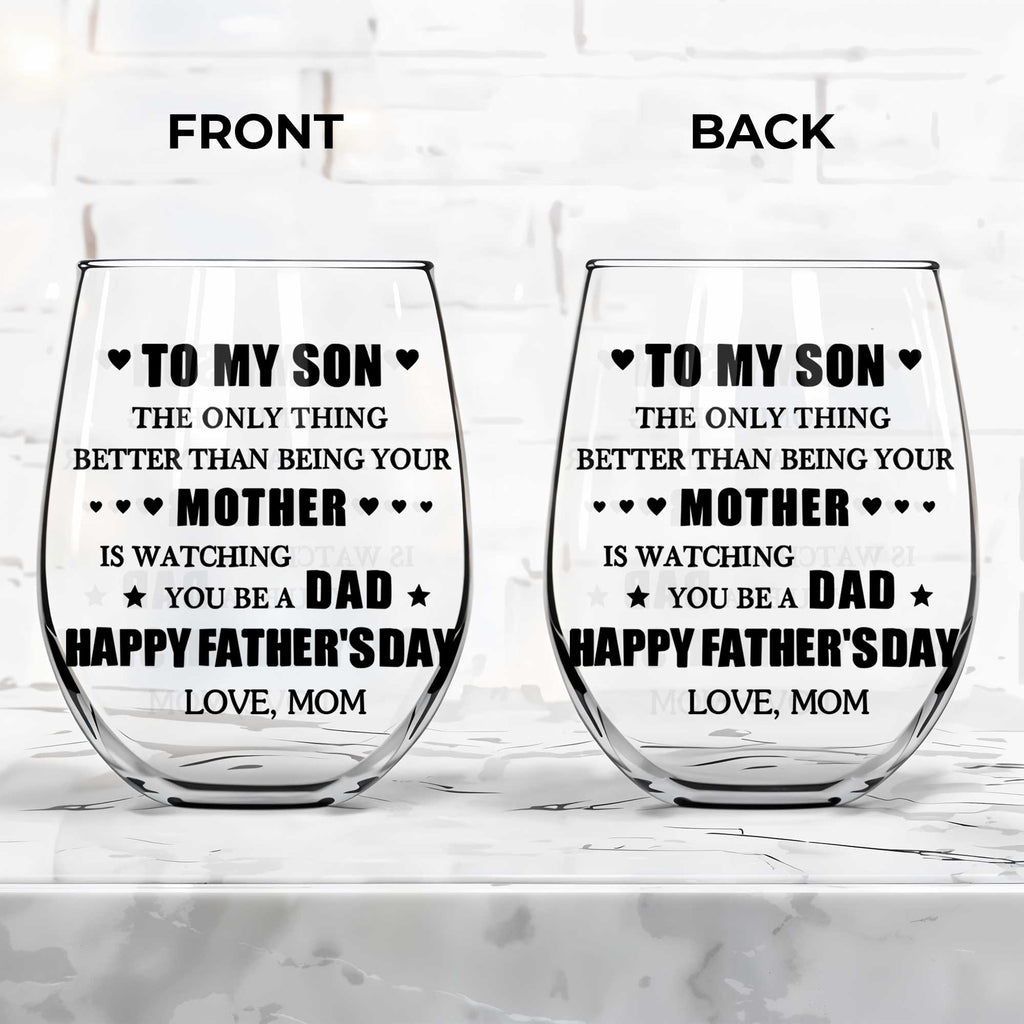 Personalized Stemless Wine Glass Custom Name Gift for Dad Wine Glasses GradoCreations