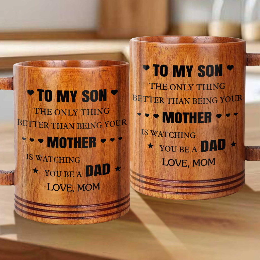 Personalized Wooden Mug for Son Custom Message Gift Wooden Mug GradoCreations