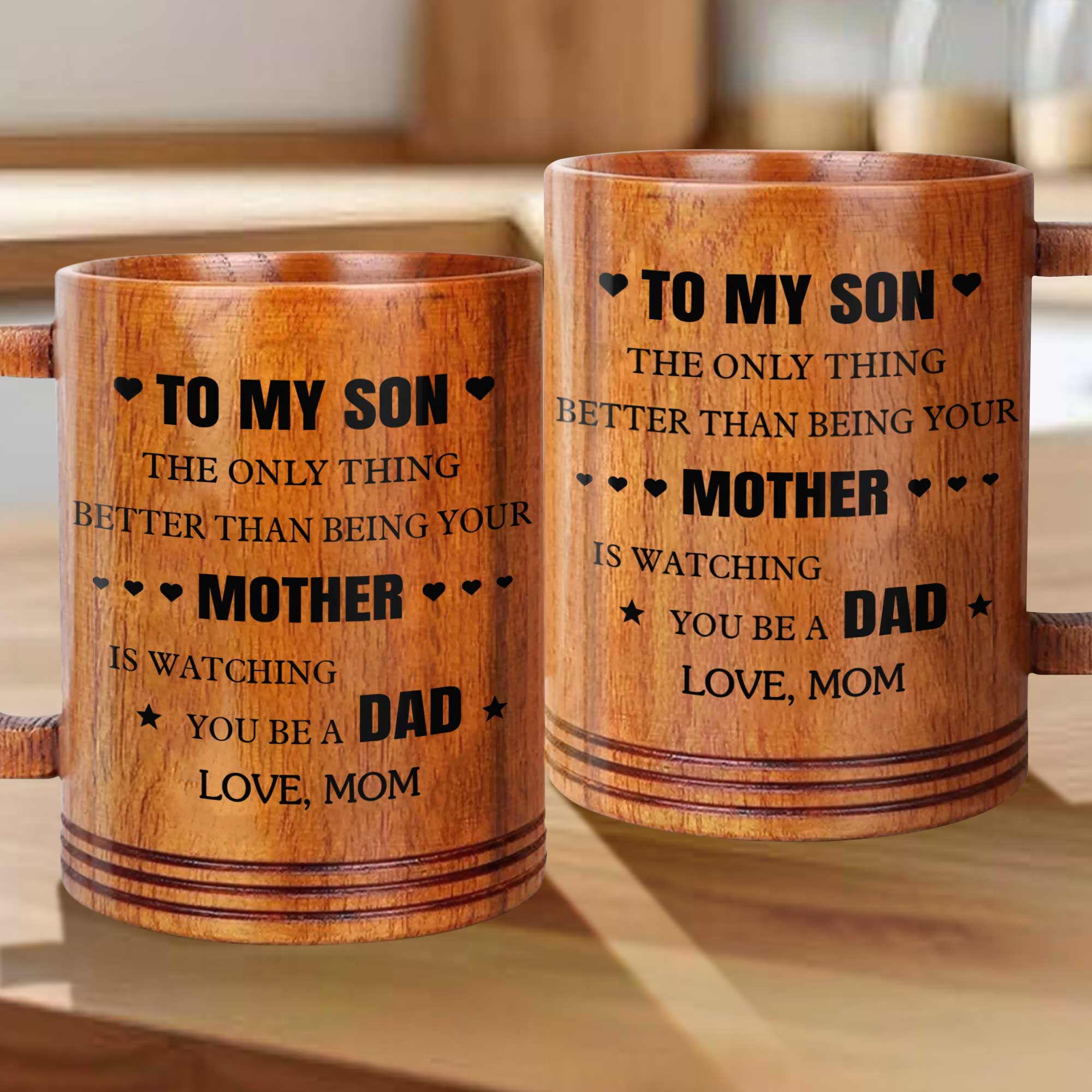 Personalized Wooden Mug for Son Custom Message Gift Wooden Mug GradoCreations