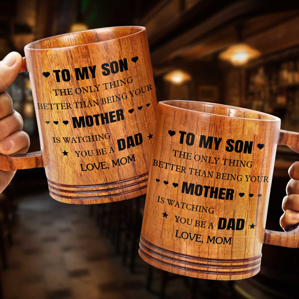 Personalized Wooden Mug for Son Custom Message Gift Wooden Mug GradoCreations
