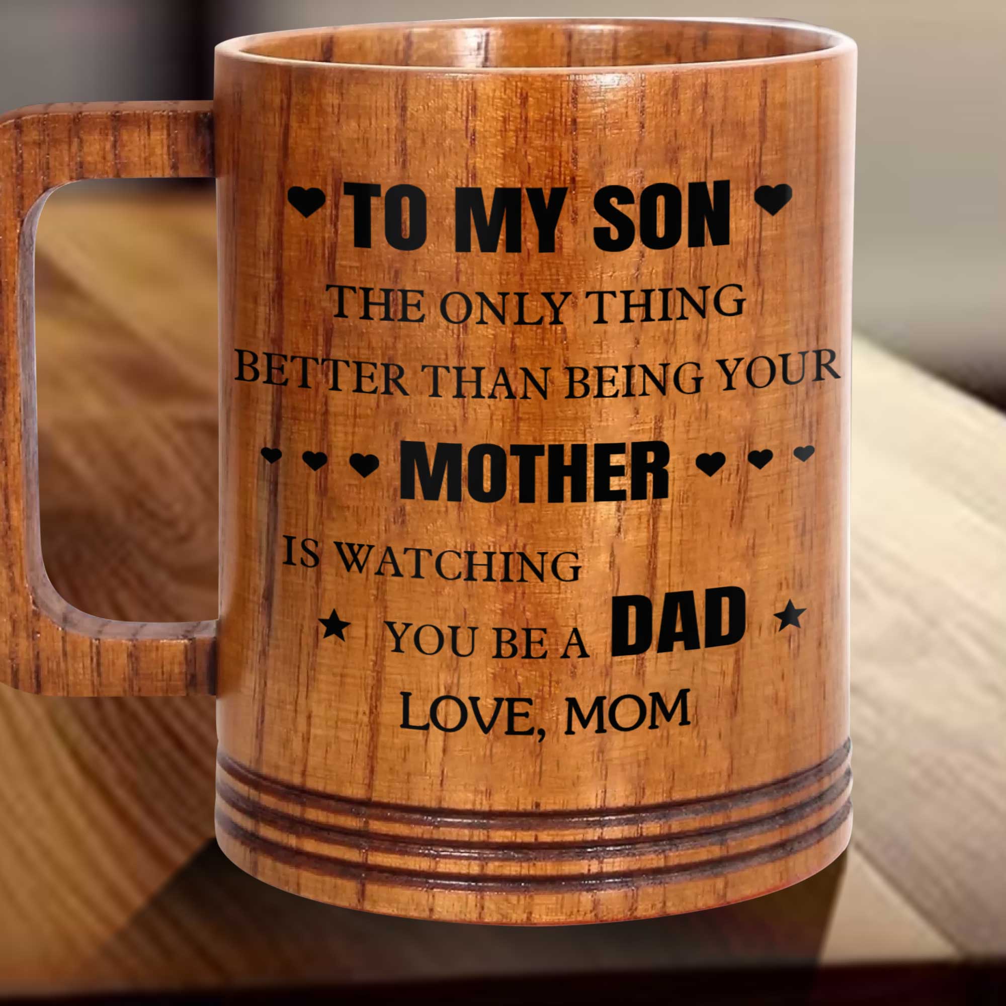 Personalized Wooden Mug for Son Custom Message Gift Wooden Mug GradoCreations