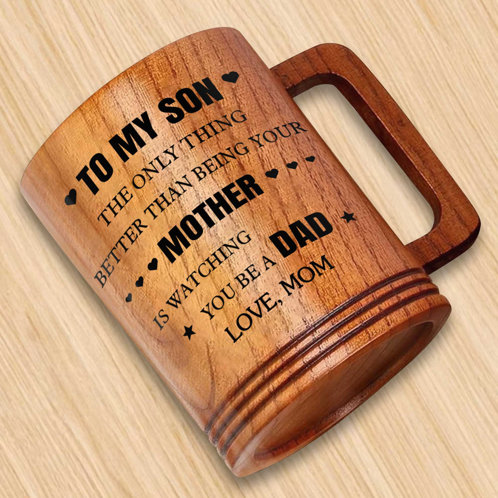 Personalized Wooden Mug for Son Custom Message Gift Wooden Mug GradoCreations