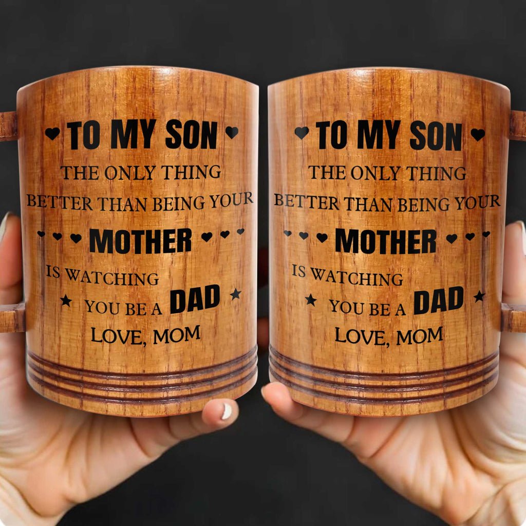 Personalized Wooden Mug for Son Custom Message Gift Wooden Mug GradoCreations