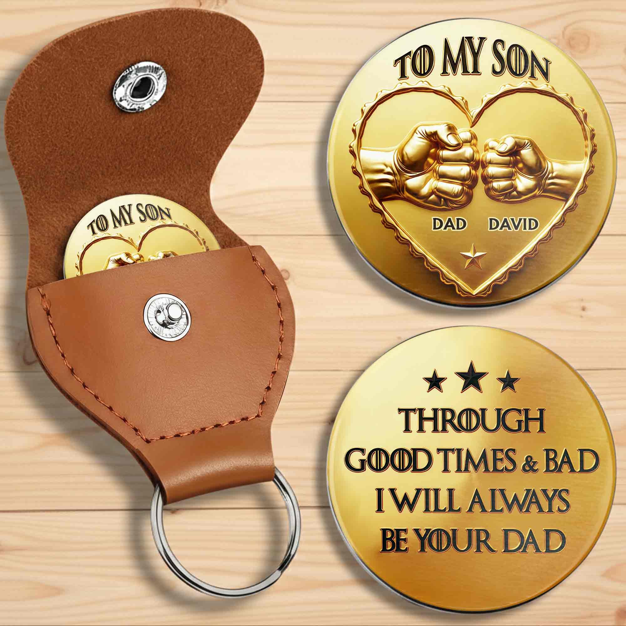 Personalized Custom Pocket Hug Gift for Daughter Fist Bump Heart Token Pocket Hug GradoCreations