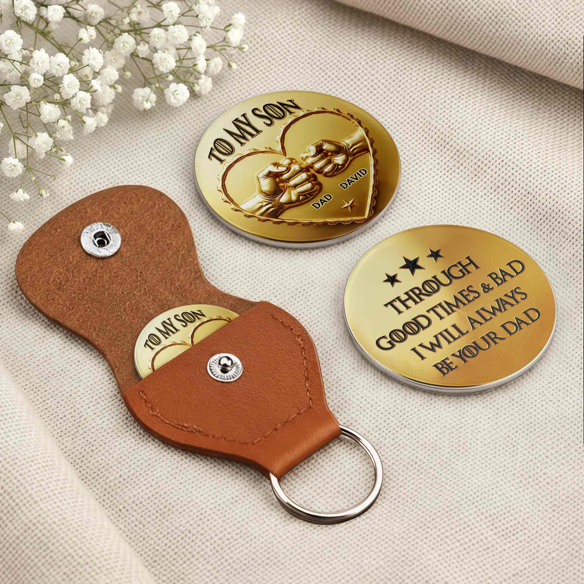 Personalized Custom Pocket Hug Gift for Daughter Fist Bump Heart Token Pocket Hug GradoCreations