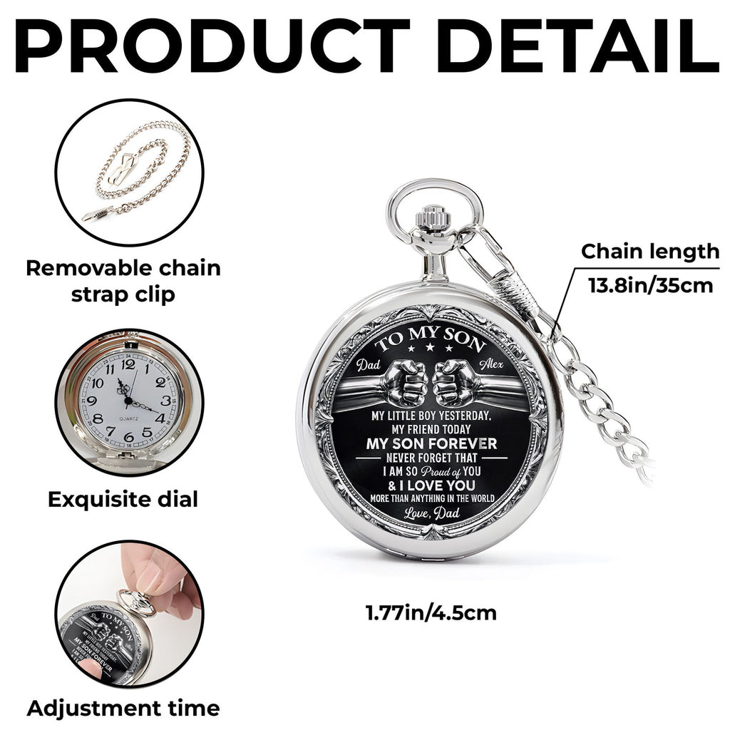 Personalized Silver Plated Pocket Watch Custom Gift for Son Pocket Watch GradoCreations