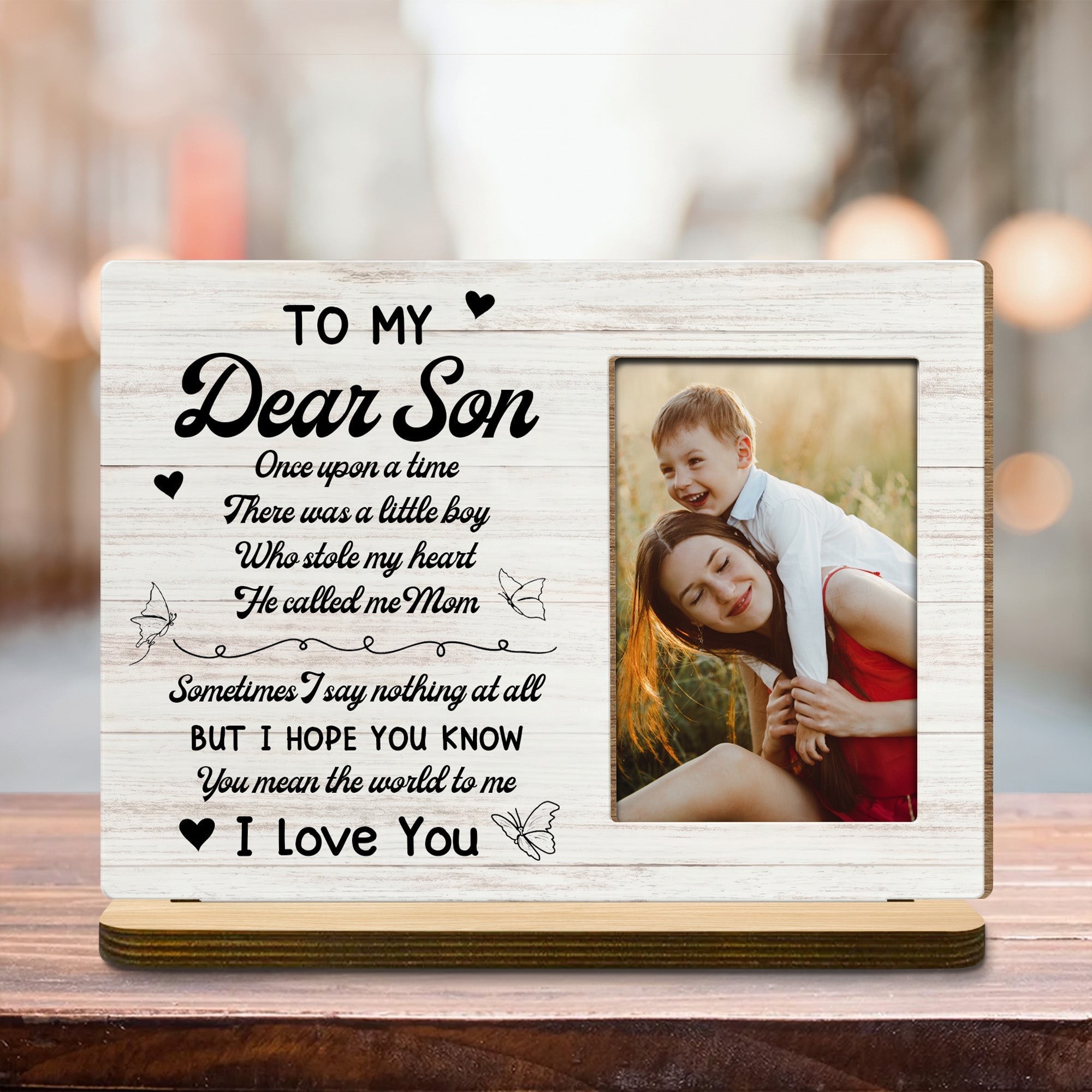 Personalized Custom Wood Plaque for Son with Hearts & Butterflies Wood Plaque GradoCreations