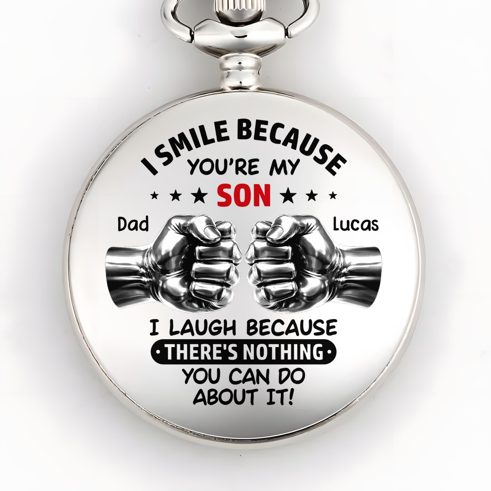 Personalized Silver-Plated Pocket Watch Custom Gift for Son Pocket Watch GradoCreations