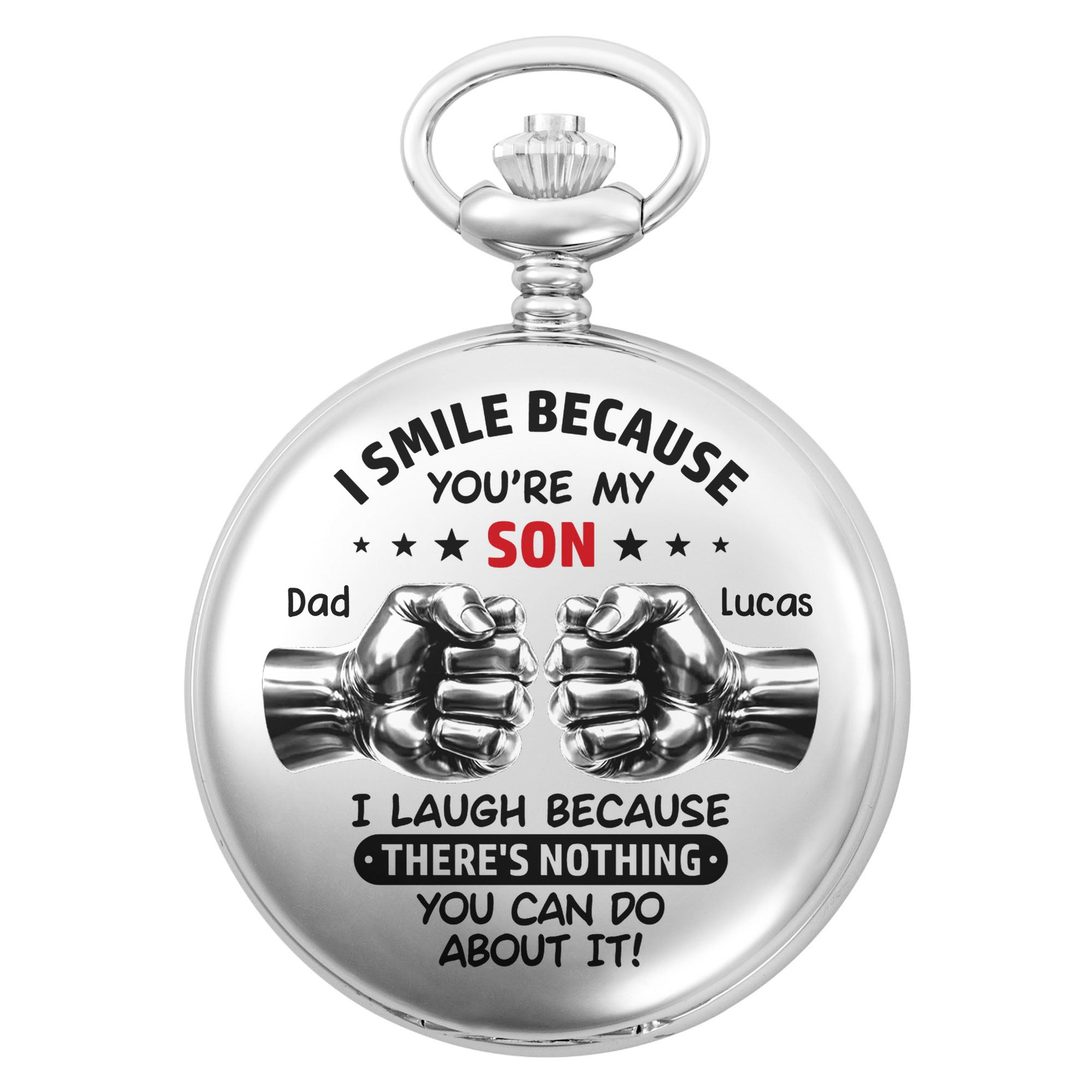Personalized Silver-Plated Pocket Watch Custom Gift for Son Pocket Watch GradoCreations
