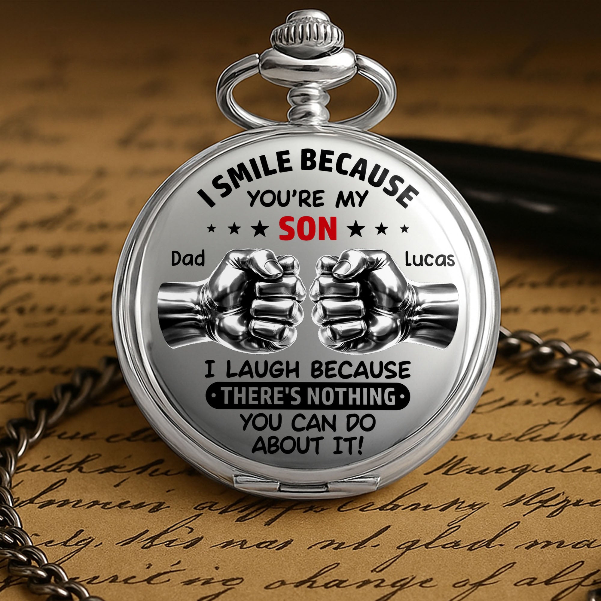 Personalized Silver-Plated Pocket Watch Custom Gift for Son Pocket Watch GradoCreations