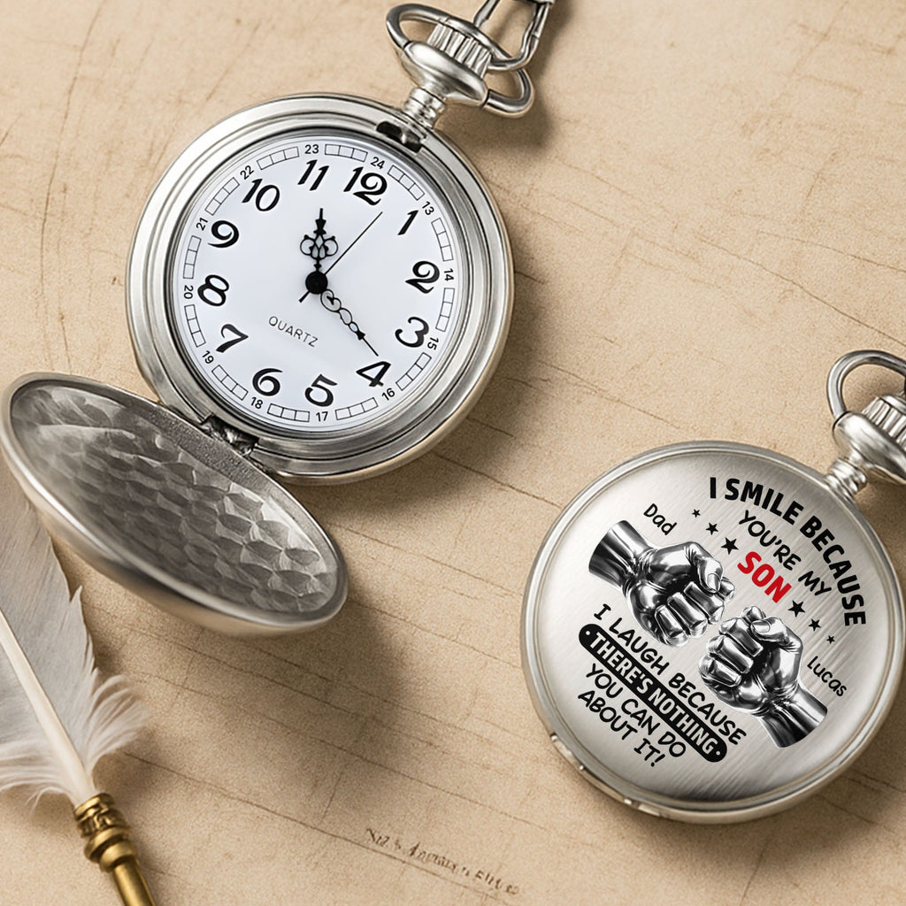 Personalized Silver-Plated Pocket Watch Custom Gift for Son Pocket Watch GradoCreations