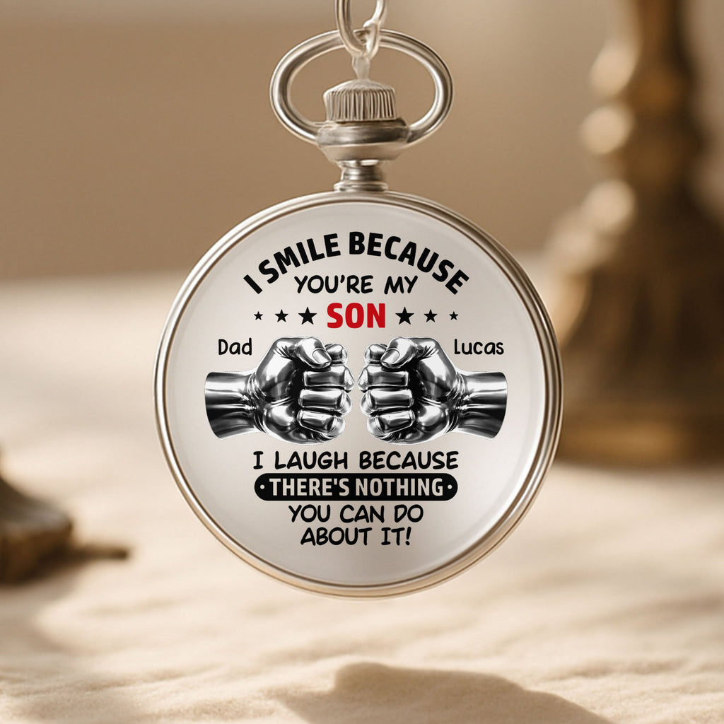 Personalized Silver-Plated Pocket Watch Custom Gift for Son Pocket Watch GradoCreations