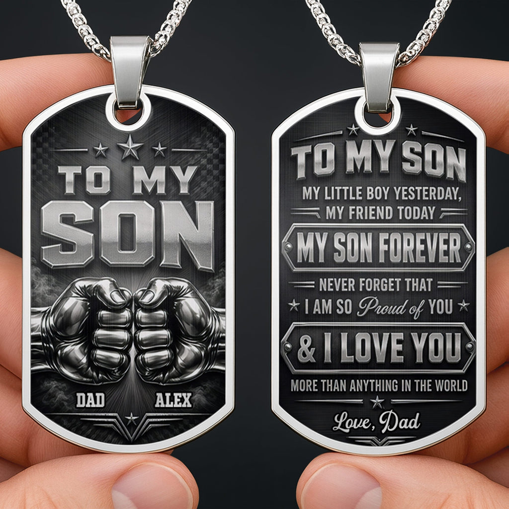 Personalized Dog Tag Necklace Custom Keepsake for Son