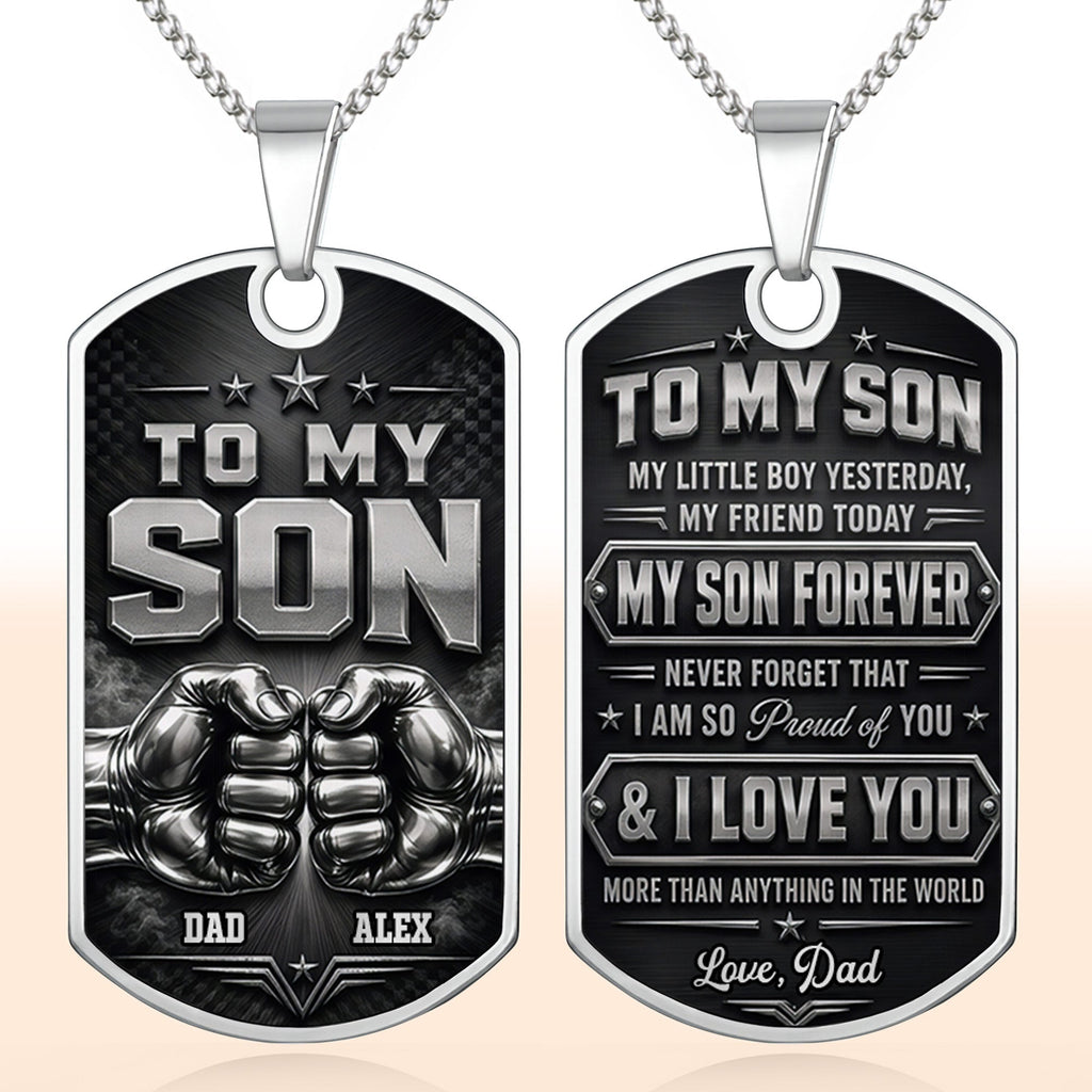 Personalized Dog Tag Necklace Custom Keepsake for Son