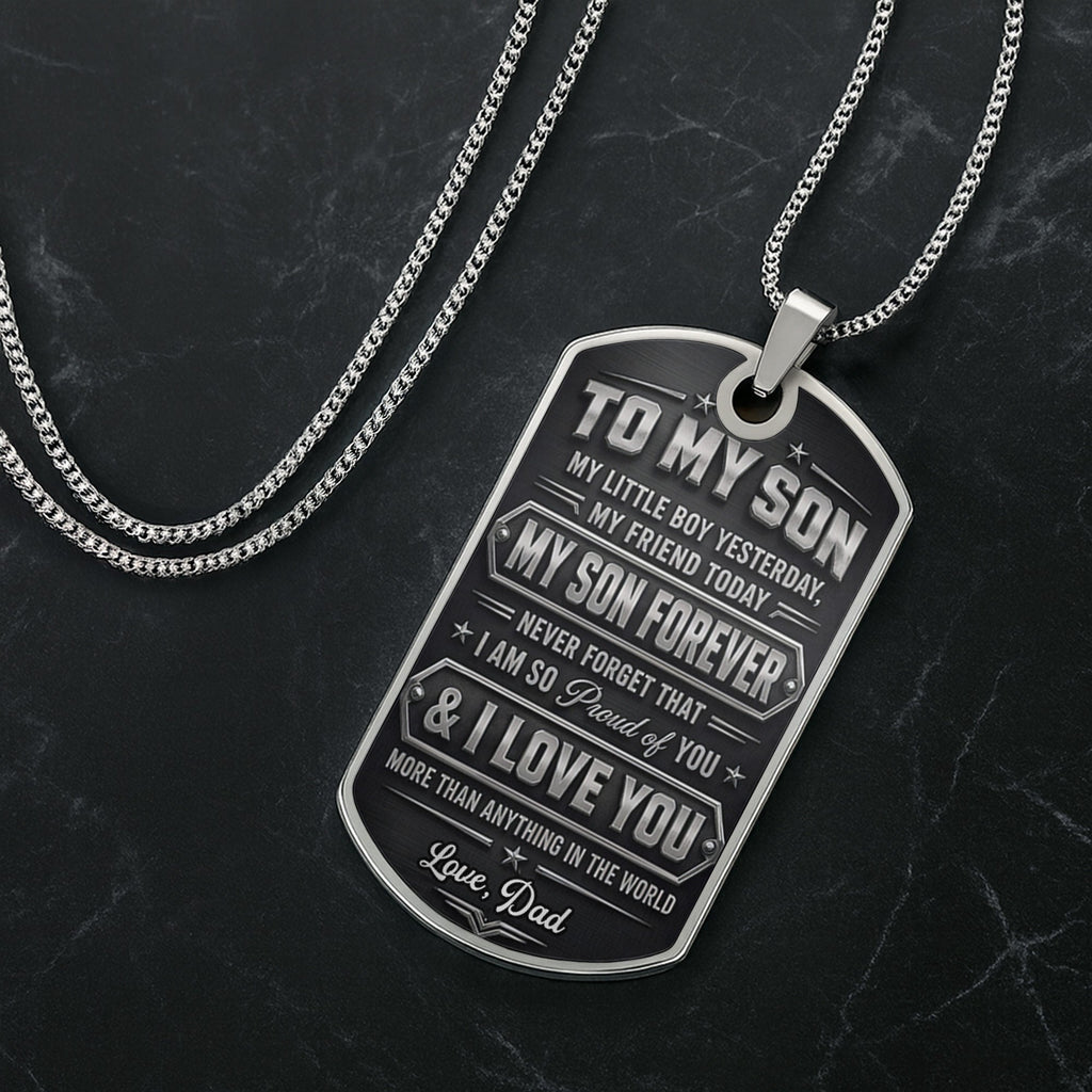 Personalized Dog Tag Necklace Custom Keepsake for Son