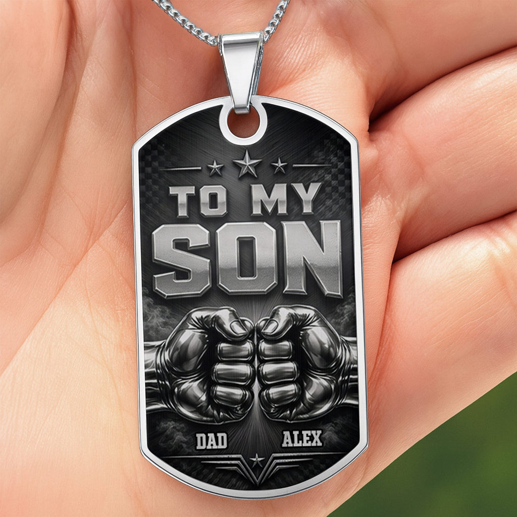 Personalized Dog Tag Necklace Custom Keepsake for Son