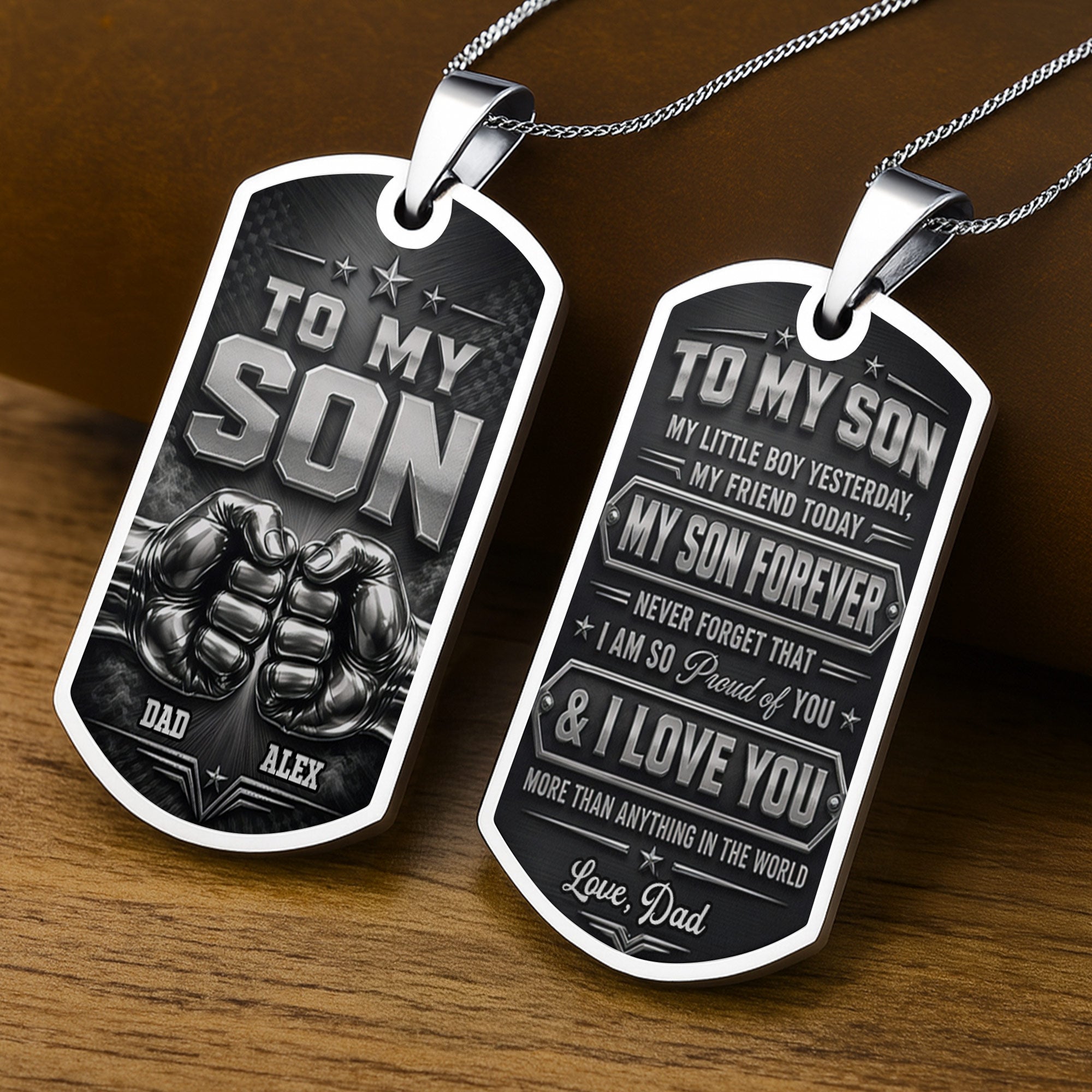Personalized Dog Tag Necklace Custom Keepsake for Son