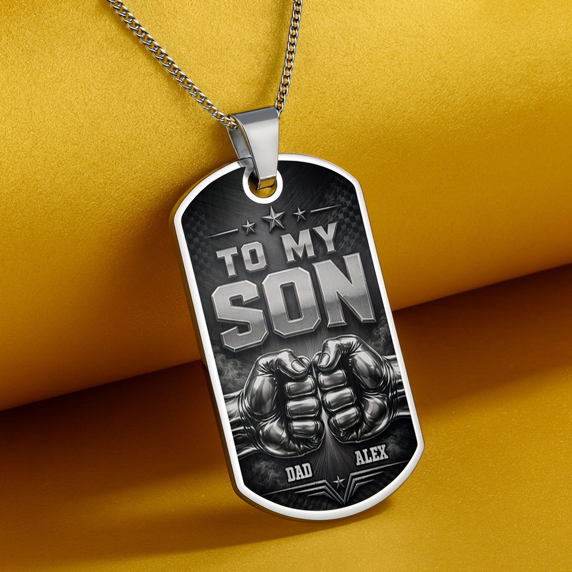 Personalized Dog Tag Necklace Custom Keepsake for Son
