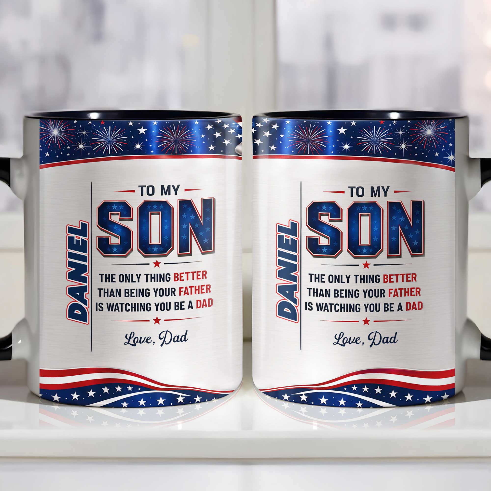 Personalized Accent Mug Custom Message for Son Gift Accent Mug GradoCreations