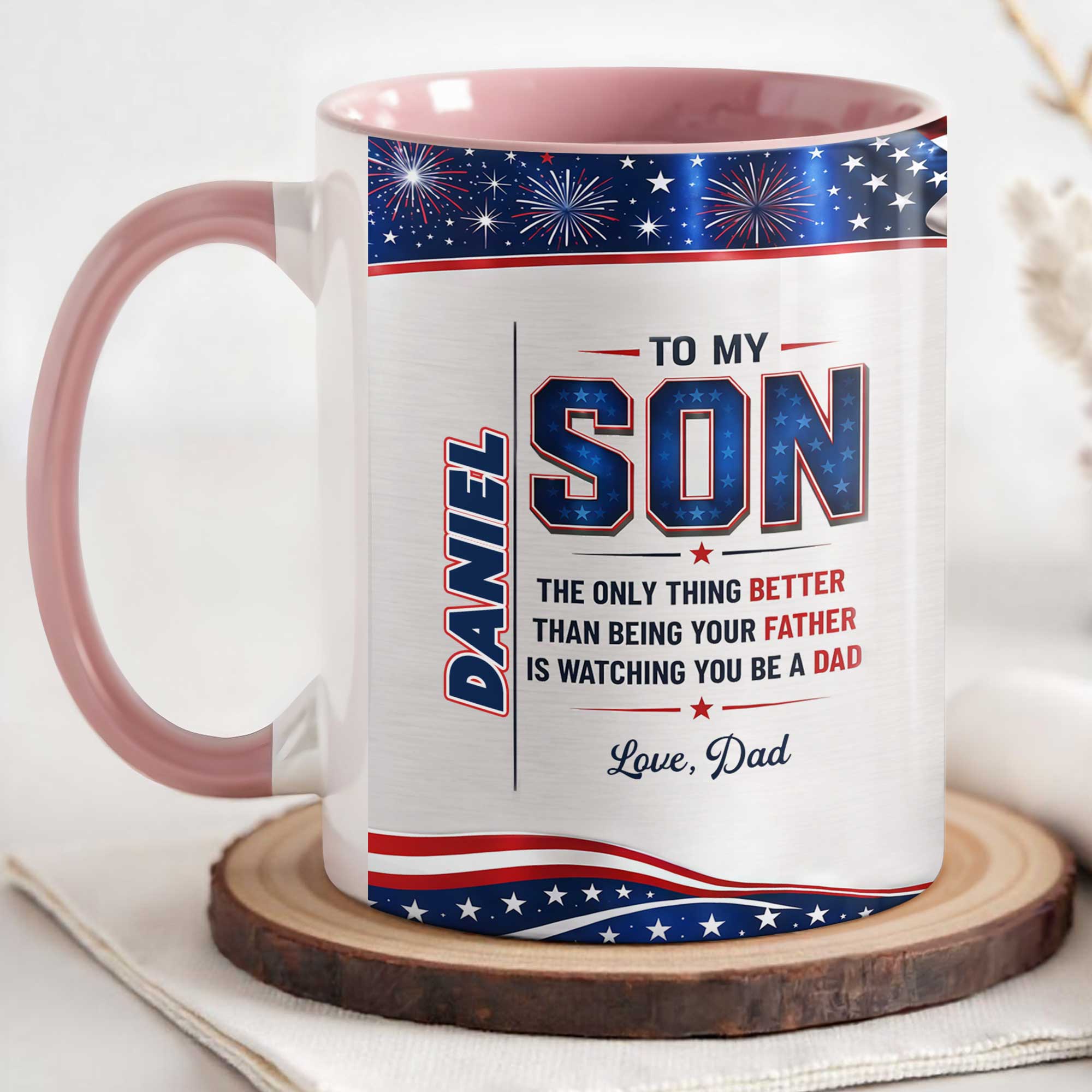 Personalized Accent Mug Custom Message for Son Gift Accent Mug GradoCreations