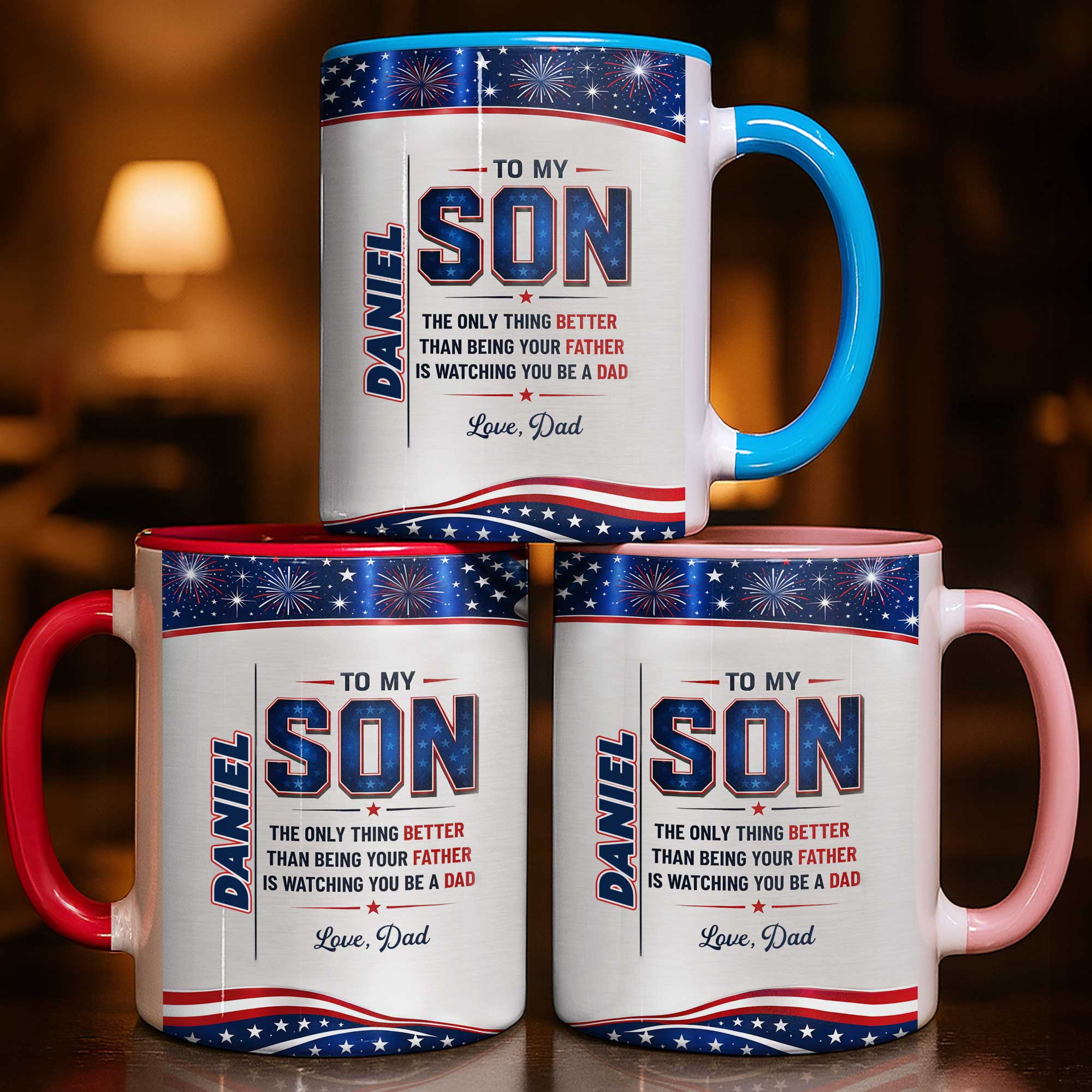 Personalized Accent Mug Custom Message for Son Gift Accent Mug GradoCreations
