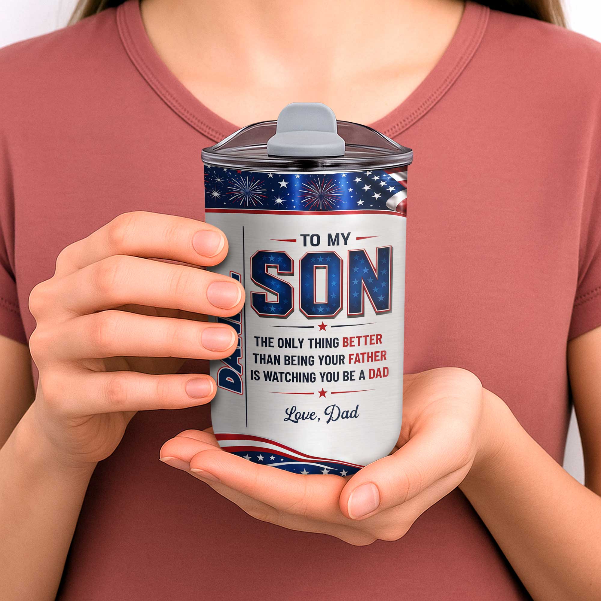 Personalized 10oz Tumbler Custom Name Patriotic Gift for Son 10oz tumbler GradoCreations