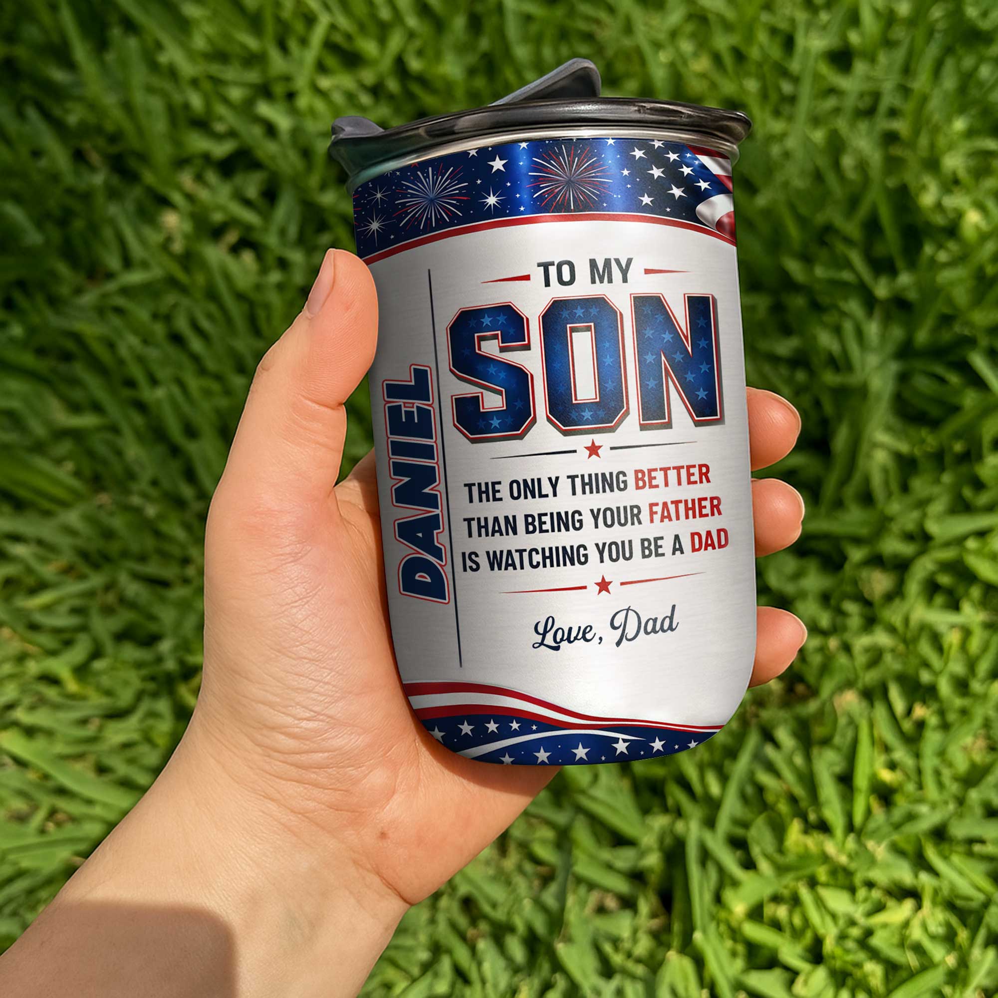 Personalized 10oz Tumbler Custom Name Patriotic Gift for Son 10oz tumbler GradoCreations