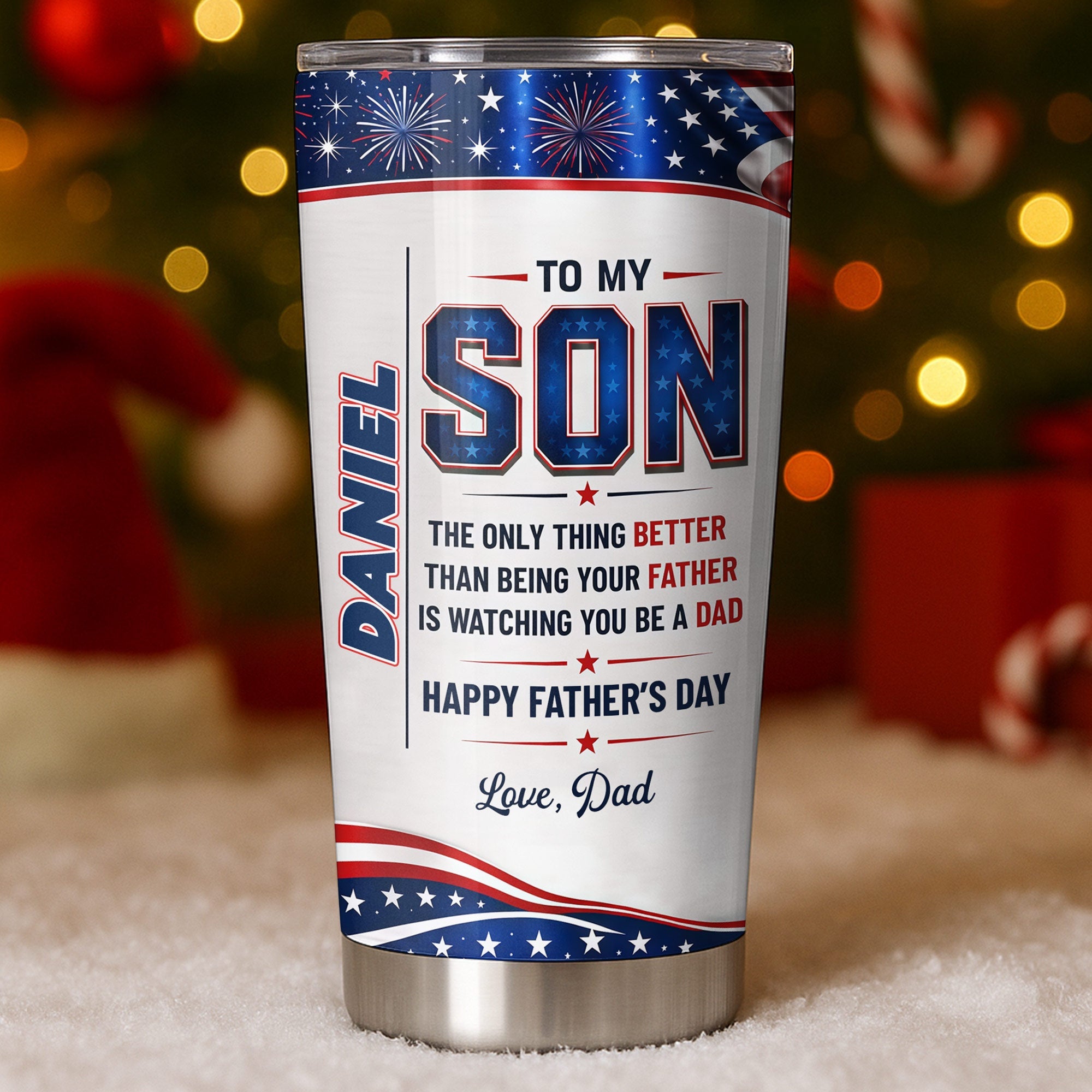 Personalized Patriotic Stars Tumbler Custom Gift for Son