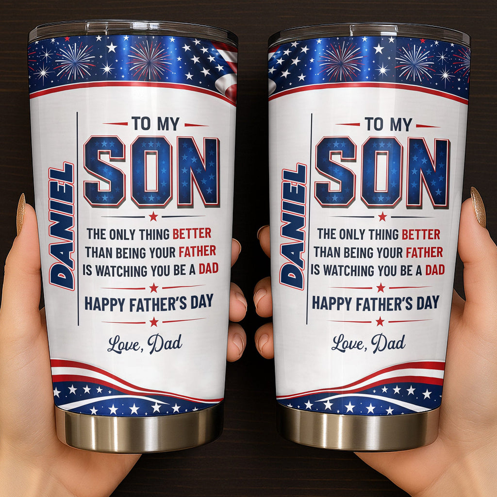 Personalized Patriotic Stars Tumbler Custom Gift for Son Tumbler GradoCreations