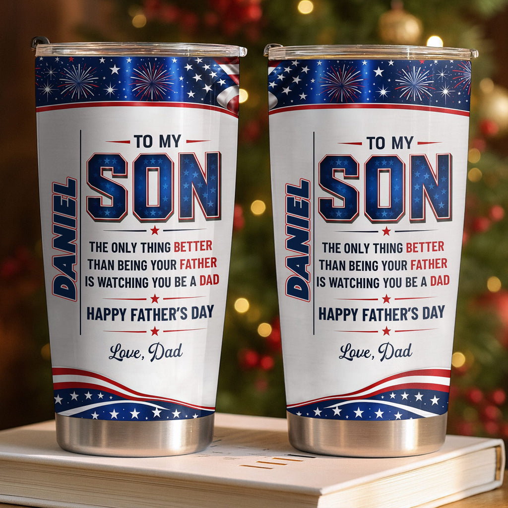 Personalized Patriotic Stars Tumbler Custom Gift for Son Tumbler GradoCreations