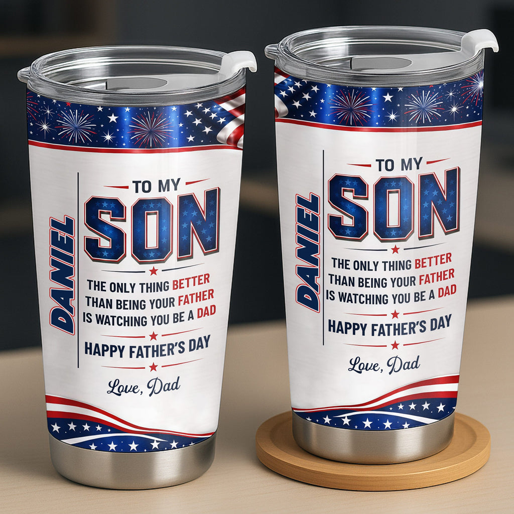 Personalized Patriotic Stars Tumbler Custom Gift for Son Tumbler GradoCreations